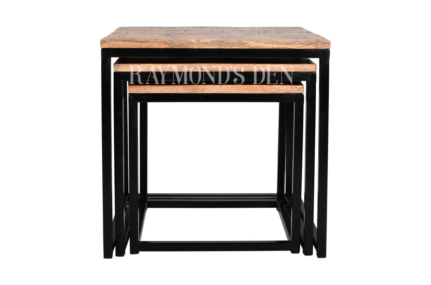 Industrial style Nest of Tables, Solid wood Nest of Tables, Wood & Metal tables